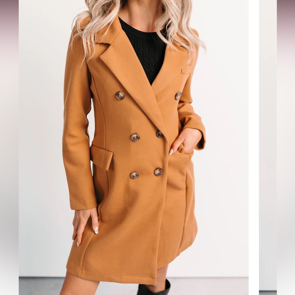 NanaMacs Tan Double-Breasted Coat - Picture 3 of 6